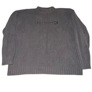 Vintage Nike Air Jordan Two 3 Sweater Mens 2XL Grey Y2K Knit Mock Neck Jumpman